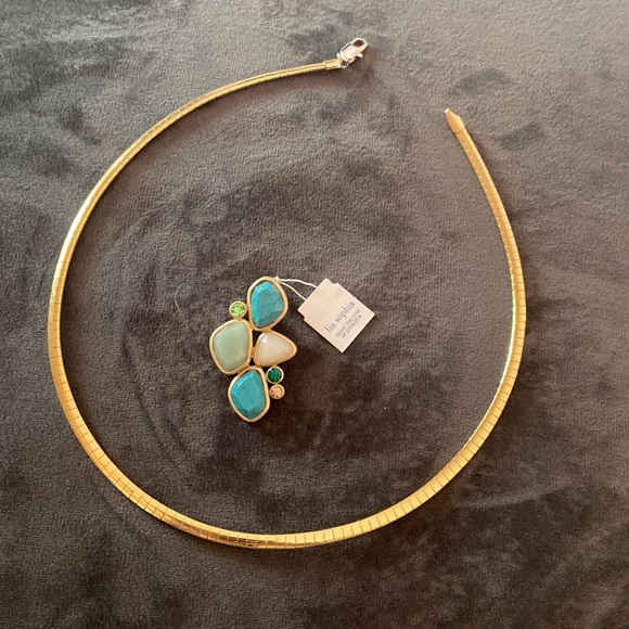 La Sopha Green and Slver Tone Necklace | Etsy